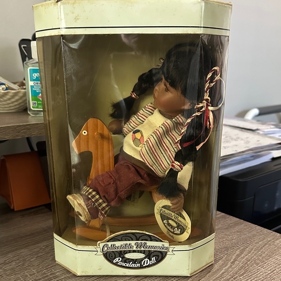 Porcelain Doll with Brown Outfit - Picture 1 of 3